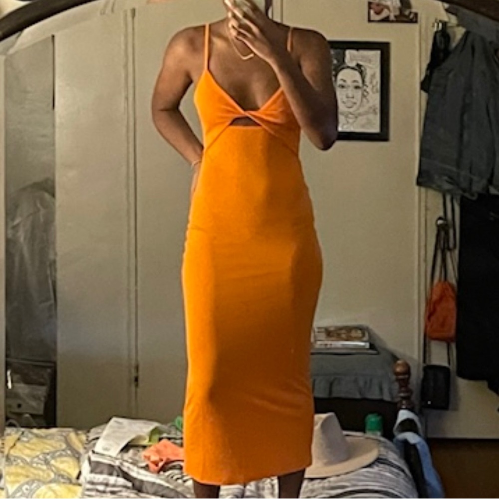 orange zara dress